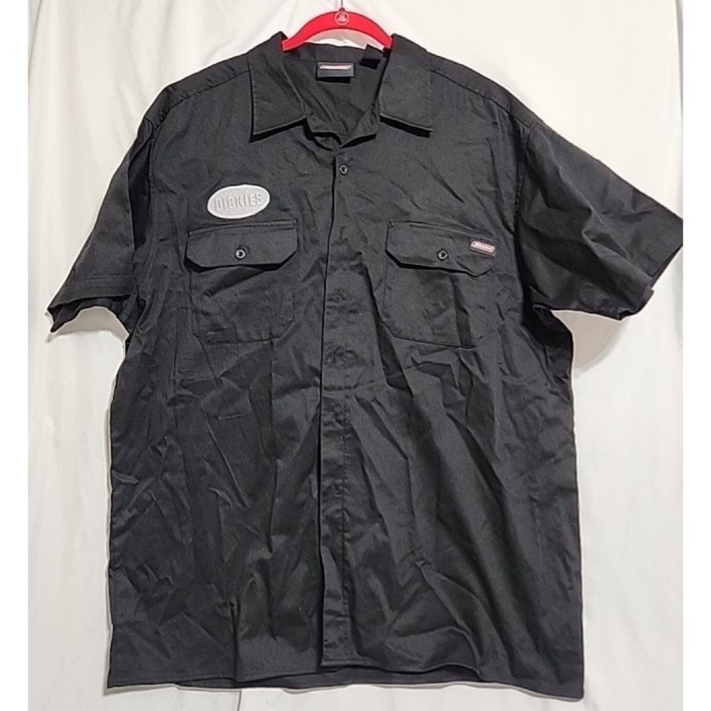 Dickies - Men's Short‎ Sleeve Mechanic Shirt - Black - Silver Patch -2XL